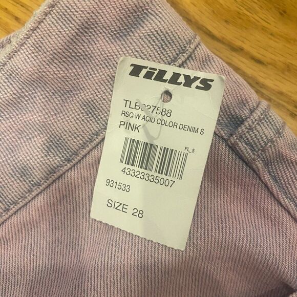 TSQ size 28 pink jean shorts raw hem high rise - Picture 3 of 4